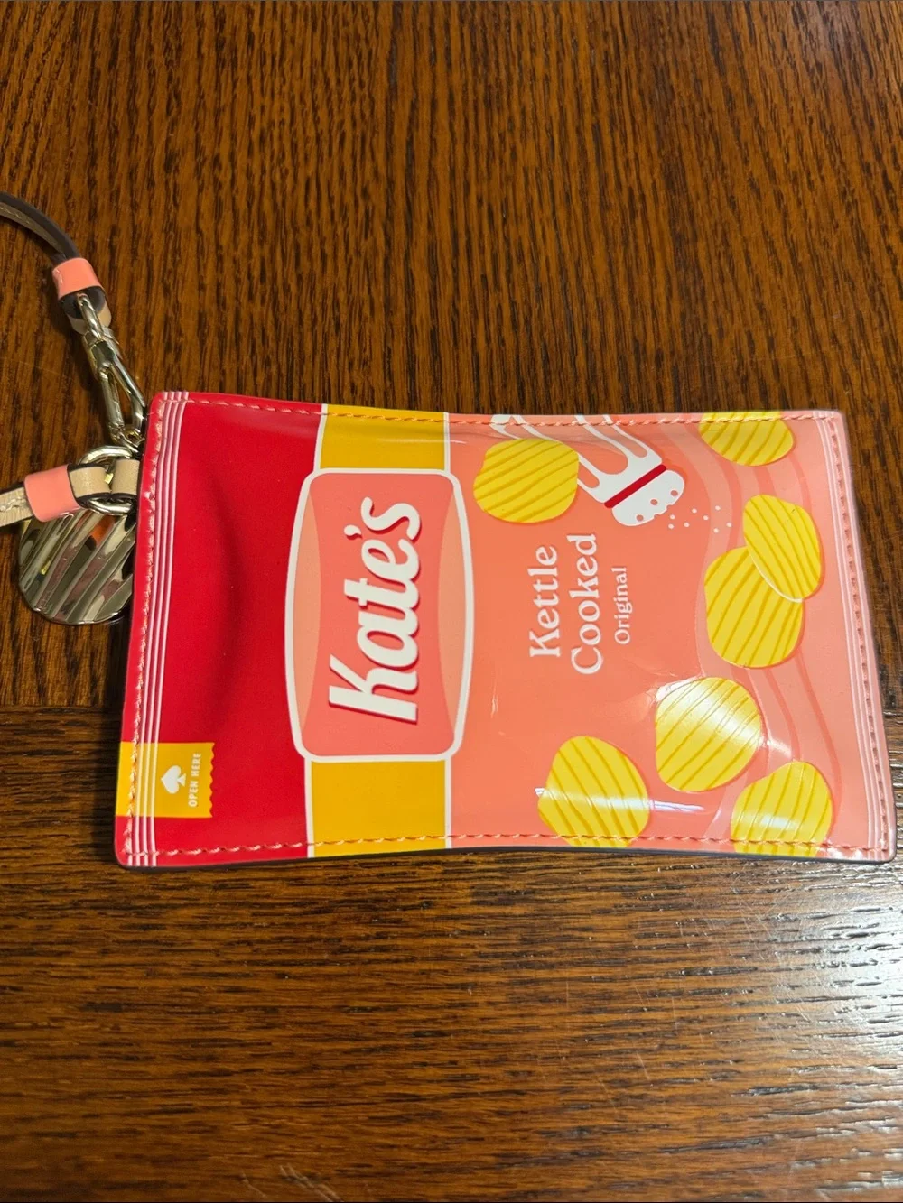 kate spade Red Pink Yellow Novelty Kettle Cooked Chips Key & Card Holder